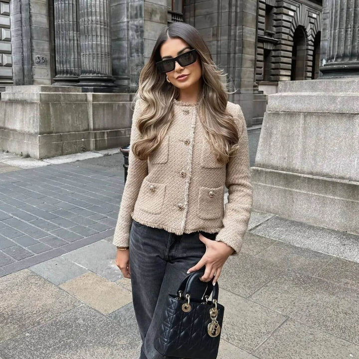 Lola™ Tweed Jas met Gouden Knopen – Stijlvol, Comfortabel & Tijdloos
